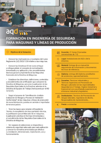 Formación en Ingeniería de Seguridad para máquinas y líneas de producción